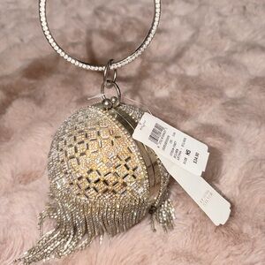Elegant Silver Beaded Evening Bag